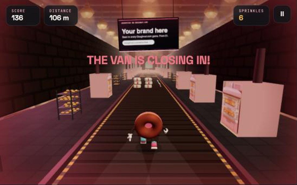 The end of a Doughnut Run, listing the adverts seen on that run