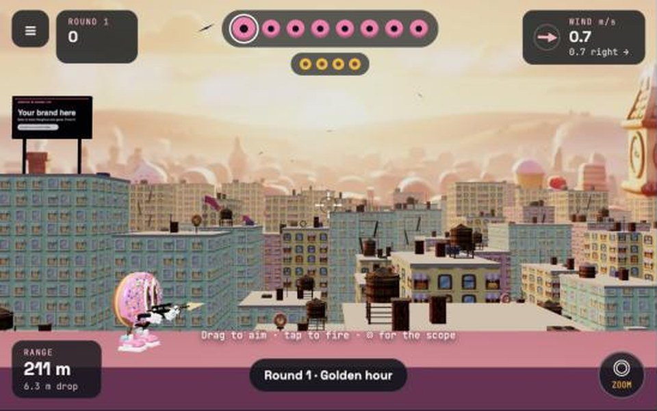 An advert on a tower billboard in the Doughnut Sniper skyline