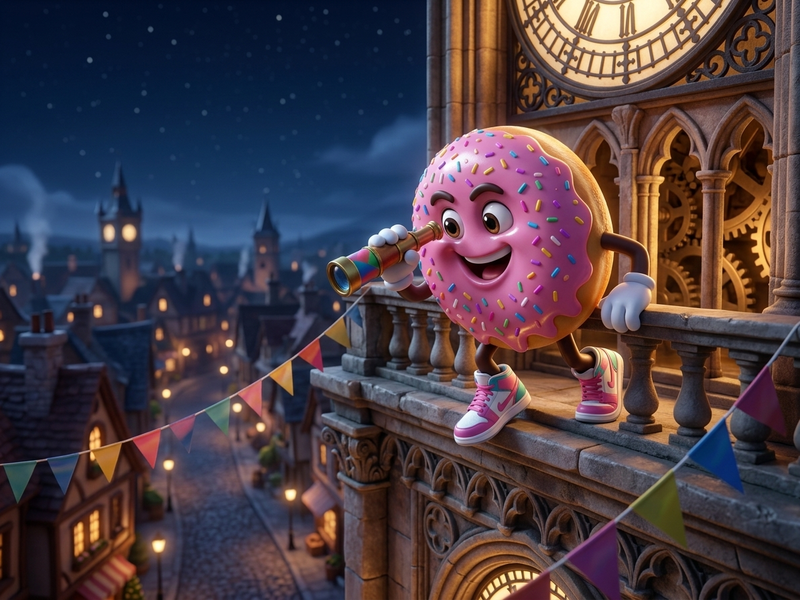 Sprinkles spotting targets in Doughnut Sniper.