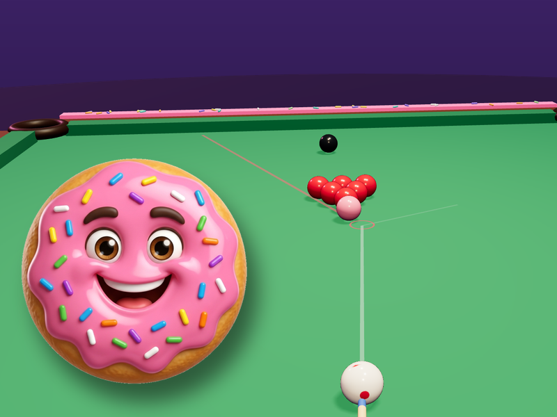 Sprinkles at the snooker table in Doughnut Snooker.