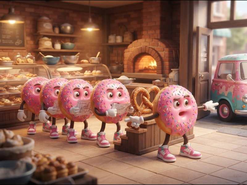A batch of doughnuts escaping the Grand Bakery in Doughnut Escape 2, a free puzzle game.